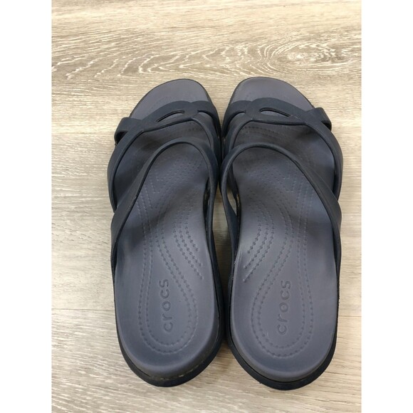 Crocs Sloane Women's Navy Blue Sandal 10 Strappy Slide Comfort Slip On Shoes - Picture 7 of 7